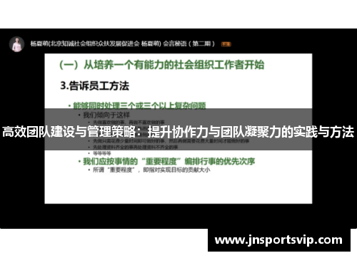 高效团队建设与管理策略：提升协作力与团队凝聚力的实践与方法